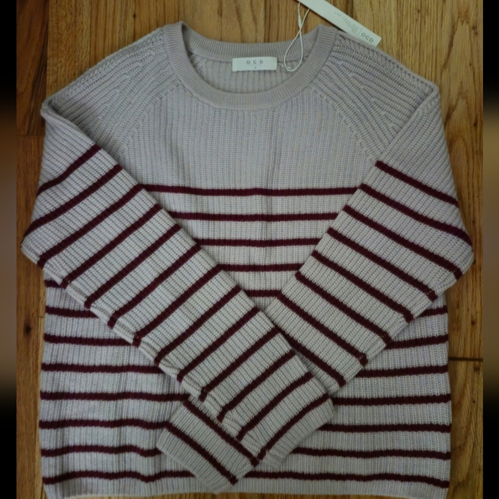 OGD One Grey Day Ribbed Lavender Cashmere Pullover Women's Size S